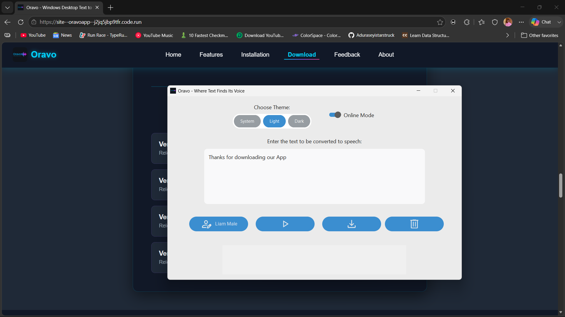 Oravo Interface